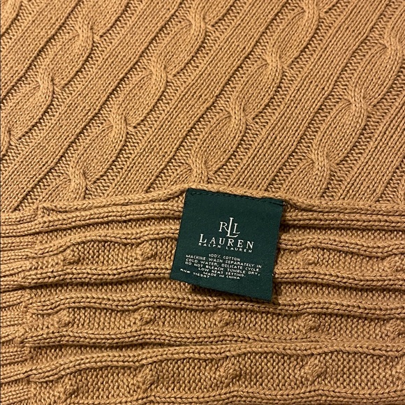 Polo Ralph Lauren Beige-Camel Cotton Knitted Blanket %100 cotton - Picture 4 of 8